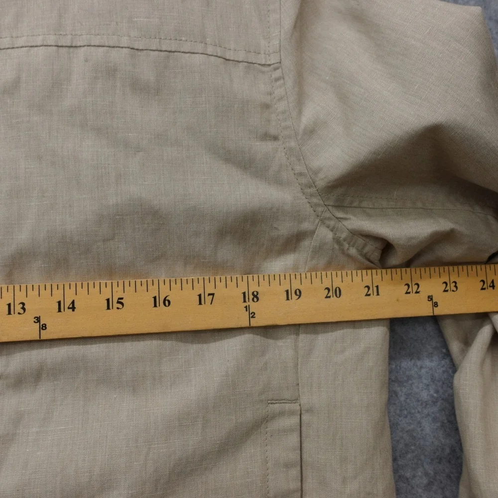 BANANA REPUBLIC Mens Harrington Jacket M Beige Linen Full Zip Utility Bomber